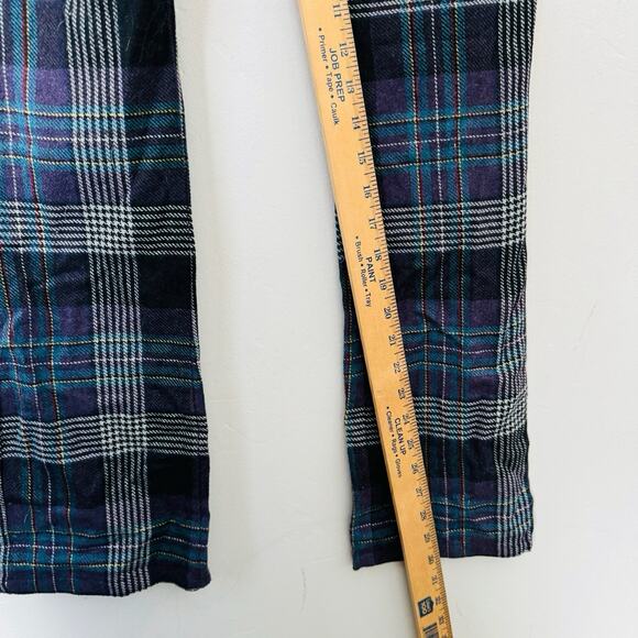 Unif Blue And Purple Plaid High Waisted Straight Leg Pants Women’s Size 23 - Picture 6 of 10